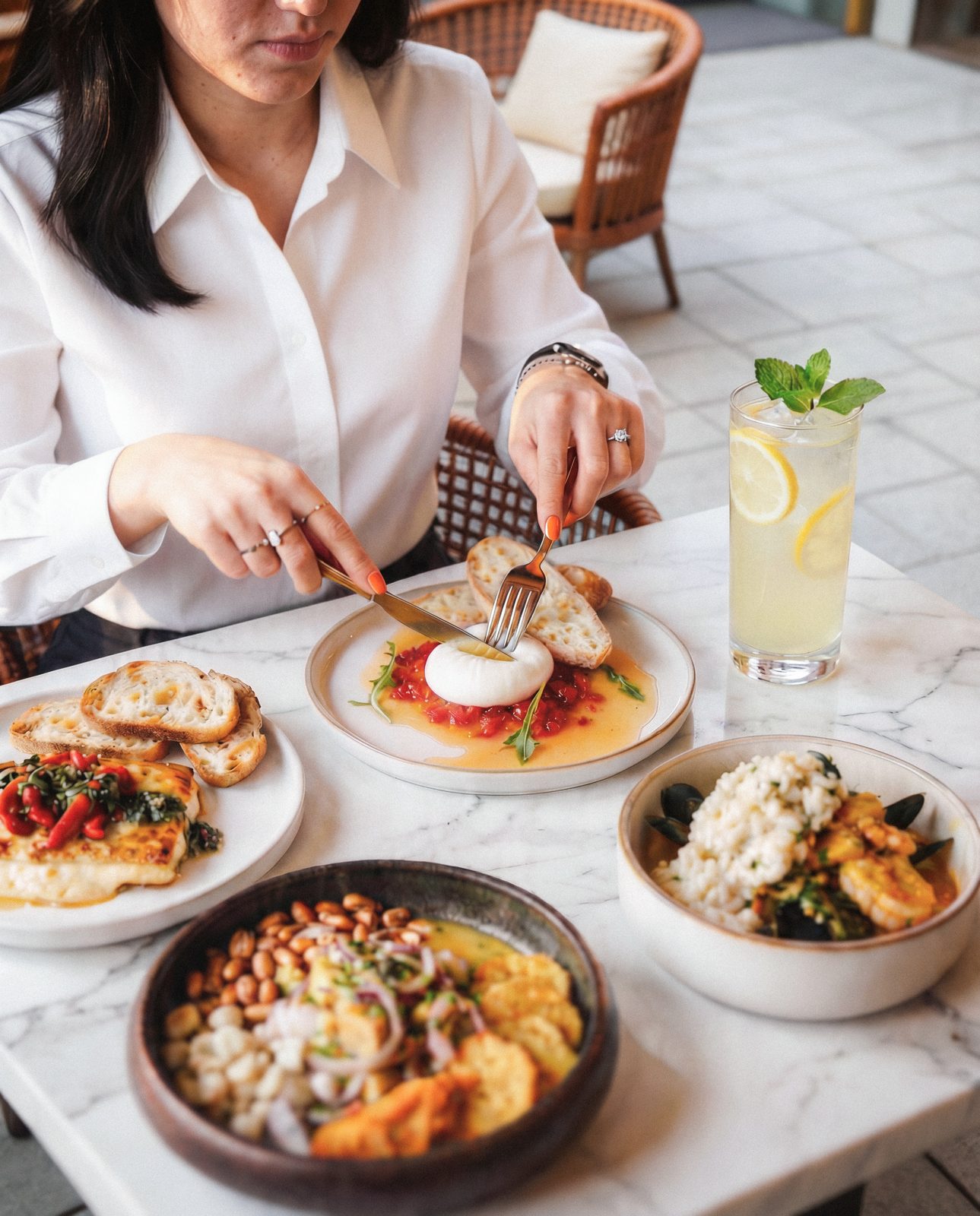 Midday bistro plates and signature dishes at Ventura Wynwood